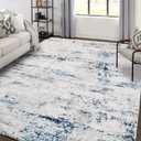 Area Rug Living Room Rugs: 8x10 Large Soft Indoor Carpet Modern Abstract Rug with Non Slip Rubber Backing for Under Dining Table Nursery Home Office Bedroom White Gray Blue (8' x 10')