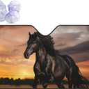 Windshield Sun Shade for Car Trucks SUV Black Horse Retractable Front Window Sun Visor Foldable Sunshade Protector for Car Windshield Keep Your Vehicle Cool 51 X 27.5Inch