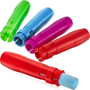 Outus 5 Pieces Sidewalk Chalk Holders Railroad Chalk Holder Jumbo Plastic Adjustable Clip for Kids Teachers Students Back to School Office Classroom