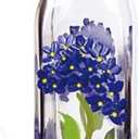 Grant Howard Hand Painted Square Cruet with Pourer, Blue Hydrangeas, 16 oz., Blue