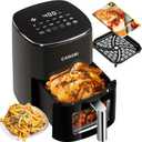 Air Fryer 12 Preset with Viewing Window, 6Qt Large Capacity, 400 Max Crisp, Airfryer, Bake, Roast, Dehydrate, Reheat, 1700W Quick Even Easy Meals, Nonstick Dishwasher Safe Basket (Glossy Black)