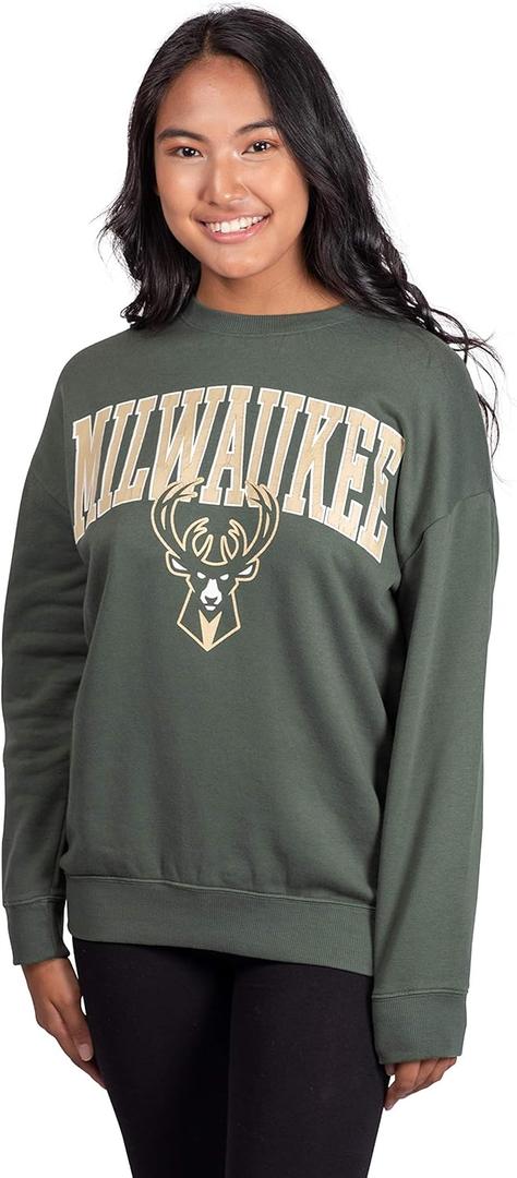 Ultra Game womens Nba Official Extra Soft Fleece Distressed Oversized Pullover Sweatshirt (Medium, Team Color)