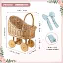 Woven rattan baby stroller baskets, vintage rattan flower cart, wedding and gift decorations, pushcart-style decorative flower stands, Size: Mini, 7.28"D x 9.84"W x 12.6"H