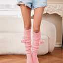 Sexybody Women's Thigh High Socks Over the Knee Knit Socks, Winter Leg Warmers Stockings Knee High Tube Arctic Fleece (Pink)