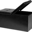 B FSOBEIIALEO Storage Ottoman with Flipping Lids, Ottoman Storage Bench Footrest Seat, Faux Leather 30"x15"x15" (Black)