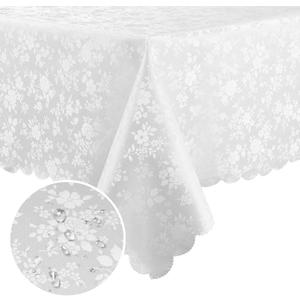 Smiry Rectangle Table Cloth, Waterproof Heavy Duty Vinyl Tablecloths, Wipeable Washable Table Cover for Kitchen and Dining Room (White, 60" X 102")