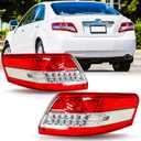 Outer Tail Lights Assembly Pair for 2010 2011 Toyota Camry OE Factory Style Red Taillights Rear Brake Lamps Left Driver and Right Passenger Side,Chrome Housing Clear Lens
