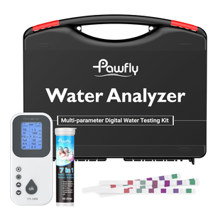 Pawfly 7 in 1 Digital Water Testing Kit, 50 Strips Hot Tub Test Kit, Digital Pool Water Tester for pH, Total Hardness, Total Chlorine, Free Chlorine, Total Alkalinity, Cyanuric Acid & Bromine