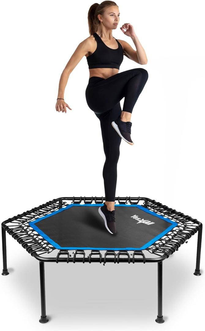 Yes4All Rebounder Trampoline for Adults, 48-Inch, 350 LBS Stable & Silent Exercise Trampoline for Rebounding, Jumping Cardio (Without handle)