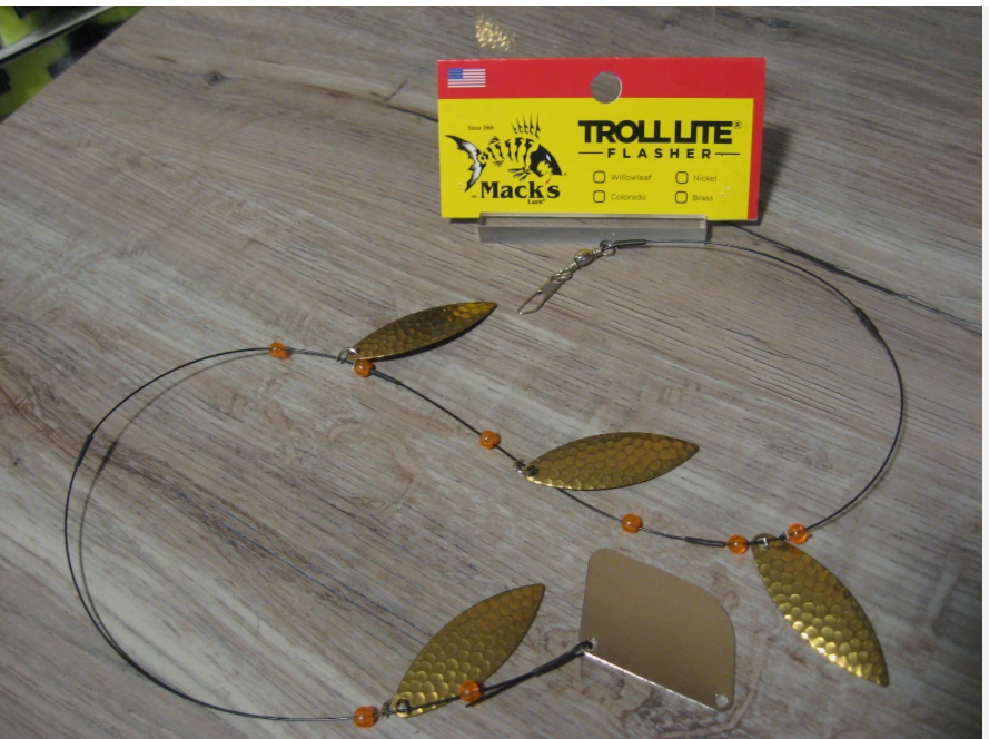 Mack's 24" Troll Lite Flasher - Brass Willow Leaf Fishing Dodger Rig 40831