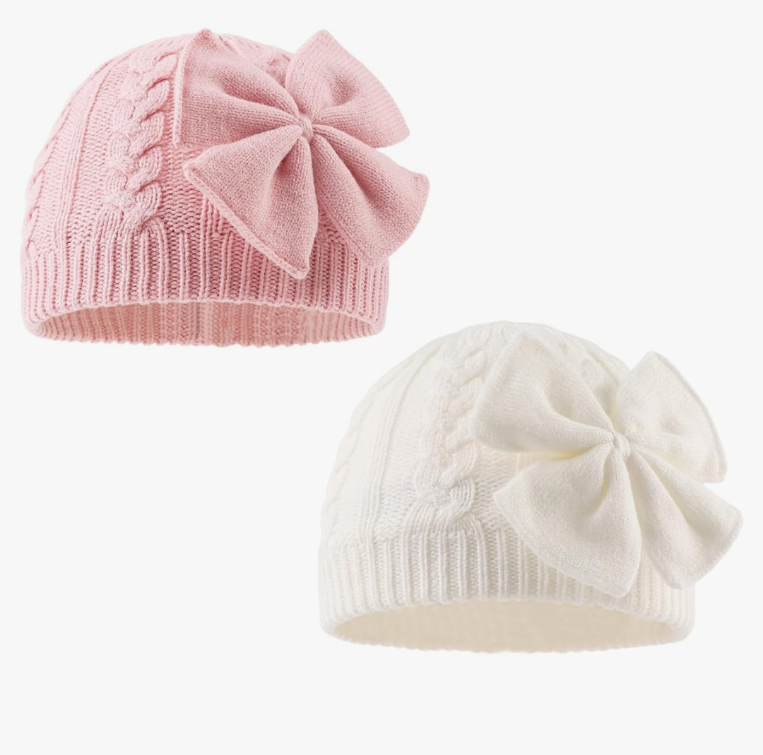 Zsedrut Baby Girls Knit Hats Toddler Infant Beanie Caps Bow Winter Hat for Girls.