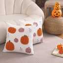 Tosleo Halloween Throw Pillow Covers 16x16 inch Set of 2 Halloween Pink and Orange Pumpkins Embroidered Pillow Cases Thanksgiving Home Party Pumpkin Fall Decor Pillowcases Cushion Covers