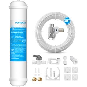 Inline Water Filter Kit for Refrigerator and Ice Maker,1/4" Quick Connect Post Carbon Filter Replacement for Reverse Osmosis System with Feed Water Valve,1/4" Water Line and Fittings