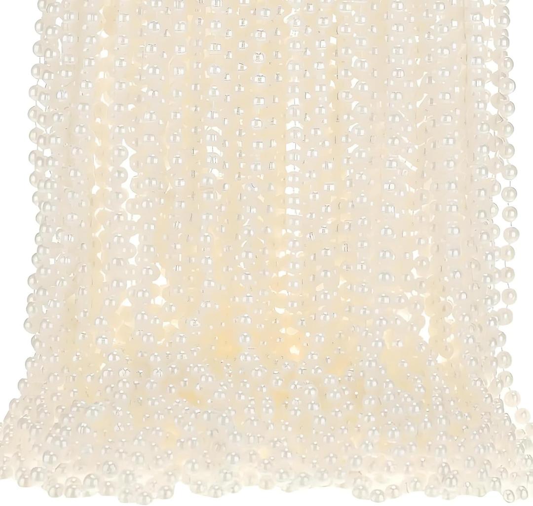 112 Feet Pearl Strings for Crafting 6mm Faux Ivory Pearl Garland for Crafts Artificial Craft String Pearls Beaded Chain Strands for Wedding Centerpiece Christmas Tree and Flowers Decor DIY Project (Cream)