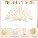 4 Pcs 32'' White Vintage Lace Parasol Umbrella Handheld Folding Fan Set Rhinestones Pearls Necklace Lace Gloves Set for Women Bride Wedding Tea Party Halloween Costume