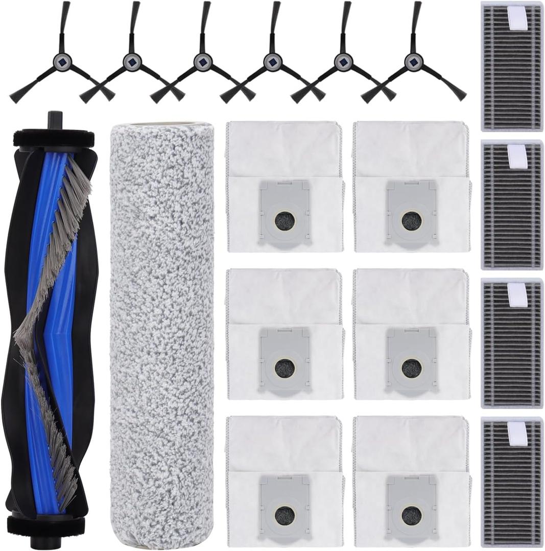 2 x Replacement Parts for Ecovacs Deebot X8 Pro Omni/Yeedi S14 Plus Robot Vacuum Cleaner - Spare Accessories 1 Main Brush 1 Roller 4 HEPA Filters 6 Side Brushes 6 Dust Bags