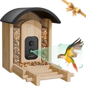VISIOGEAR Bird Feeder with Camera, Smart Wild Bird Feeder for Outdoors with AI Identify, Solar Bird Feeder Watching Camera Auto Capture Birds & Real-time Notifications, Gifts for Birdlover (Arch)