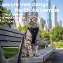 Cat Harness and Leash Set Escape Proof Tactical Extra Large Kitten Harness Emotional Support Cat Vest, Black, XXL