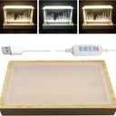 Adjustable Crystal Light Display Base for Art Glass 5.9 inch, USB Powered Wood Rectangle LED Display Base Stand Pedestal for Crystal, Centerpieces,Trophies,Figurines (1 Pack)