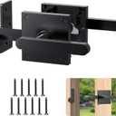 Double Sided Gate Latch, Heavy Duty Gate Latch for Wooden Fence, Black Gate Latch with Handles, Fence Gate Latch for Right Inswing Wooden Gates, Backyard, Garden