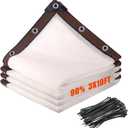 90% Fence Privacy Screen,3x10FT Shade Cloth Outdoor, Balcony Privacy Screen, Decor Fence Covering Privacy Patio,Blockage High Density Mesh for Yard/Garden/Plants, with Cable Zip Ties-White