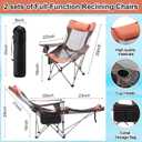 Yuntau 2 Set Reclining Beach Chairs with Umbrella & Footrest, Portable Adjustable Folding Mesh Lounge Chair with Headrest & Storage Bag for Camping, Fishing, Outdoor, Patio(Orange)