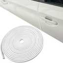 Car Door Edge Guards, 33Ft Rubber Seal Car Door Edge Trim, No Glue Car Door Entry Guard Protective Strip, Aluminum Weather Proofing Automotive Door Edge Molding Protection for Most Cars (White)