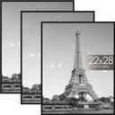 upsimples 22x28 Poster Frame Black 3 Pack, Scratch-Proof Picture Frames 22 x 28 for Photo Gallery - Slide-in Strips, Horizontal or Vertical Wall Mounting