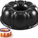 Bundt Cake Pan, 10-Inch Nonstick Round Fluted Tube Cake Baking Pan, Buntz Pound Cake Mold,Tube Bakeware,Baking Mold for Jello/Gelatin/Chocoflan/Flan, Non Toxic, Easy Clean - Black