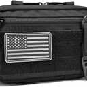 Unisex Outdoor Waist Bag, American Flag Patch & Keychain, Storage Bag for Camping, Hiking