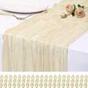20 Pack Ivory Cheesecloth Table Runner 17x108 Inch Semi Sheer Boho Rustic Gauze Cheese Cloth Table Runners for Wedding Party Birthday Baby Shower Home Dcor