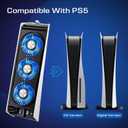 Honghao Cooling Fan for PS5 Accessories,with 3 Blue LED Light/ 2 USB 3.0 Ports / 2 Fan Speed,Compatible with PlayStation 5 Console Digital/CD Version, High Efficiency PS5 Cooler Station(Black)