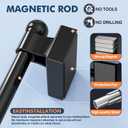 2pack Magnetic Curtain Rod for Metal Doors with Adjustable length, from 16 inches to 28 inches, suitable for any steel and iron surface, diameter 1/2 inch(BLACK, 16-28 Inch 2 Pack)