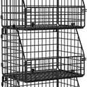 Stackable Wire Storage Baskets for Kitchen Closet Pantry, Hanging Closet Organizers Storage Shelves Organization, Wall Mount Metal Basket Bins, Clothing Vegetable & Fruit Organizer 3 pcs