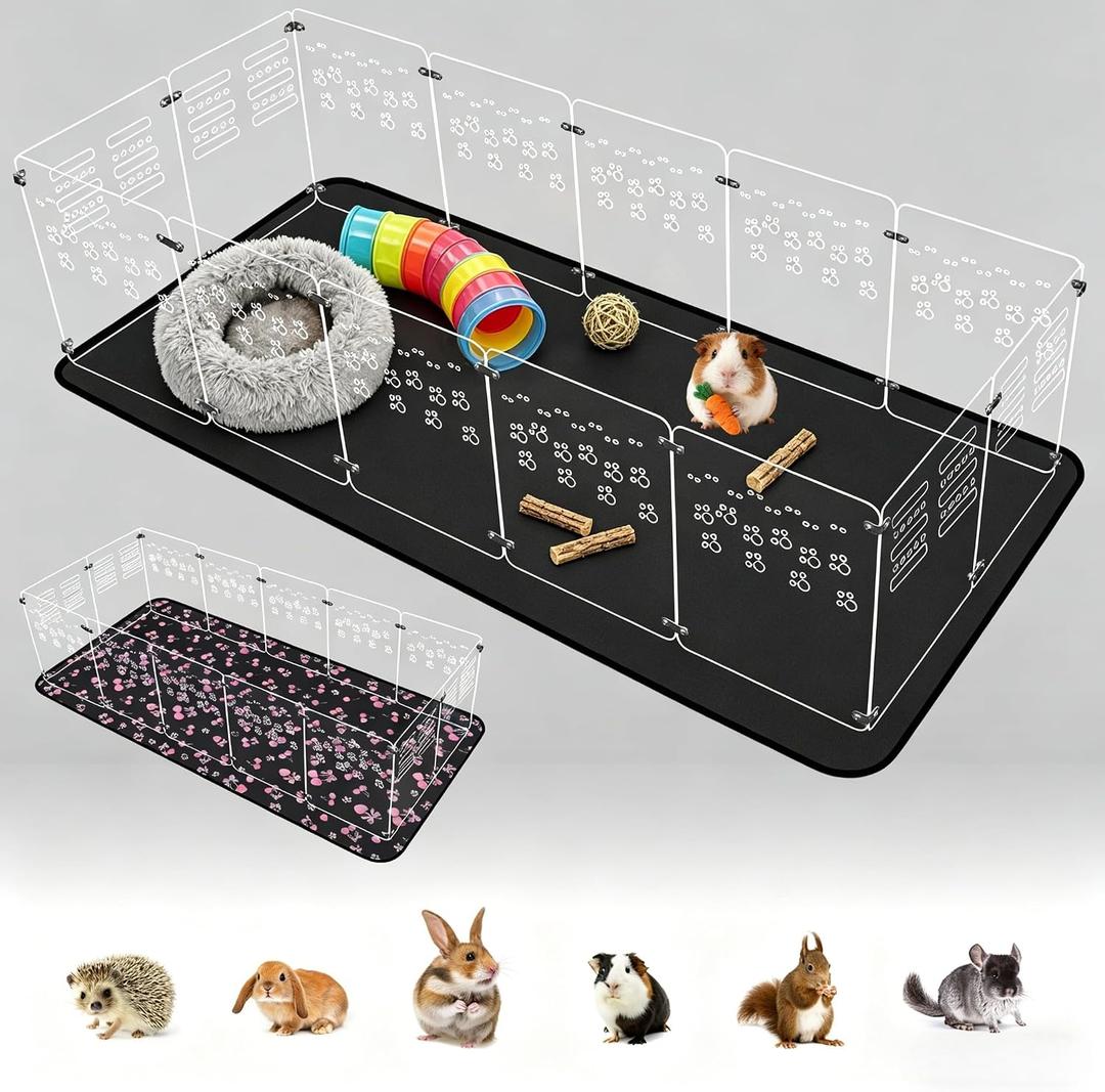 Guinea Pig Cage,Acrylic,60" Lx24 Wx14 H,with Waterproof Mat,Heighten,Also for Rabbits, Button Quails, Hedgehogs, Ferrets and Other Small Animals