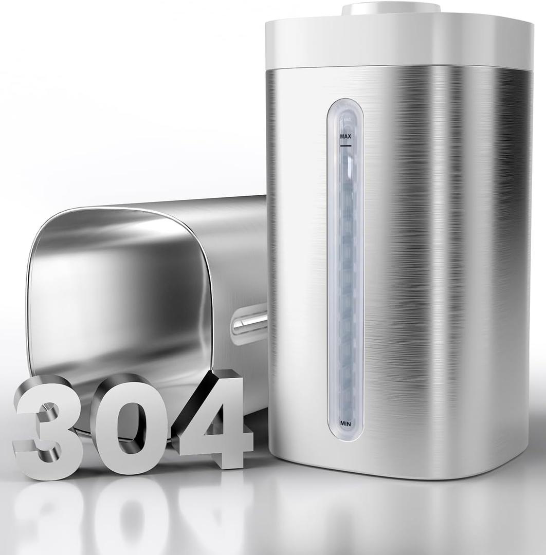 Jack & Rose Stainless Steel Humidifier, Easy to Clean, Dishwasher Safe, Cool Mist Humidifiers for Bedroom