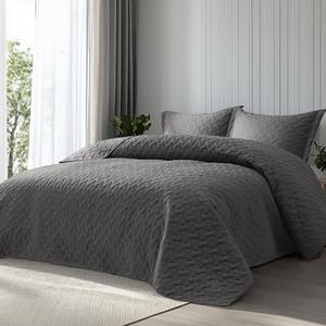 Bedsure Quilts Queen Size - Grey Bedspreads Queen Size with Basket Weave Pattern, Soft Quilt Bedding, Lightweight Comforter Coverlet for All Seasons (90" x 96")