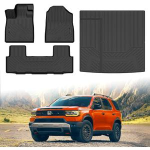 Floor Mats & Trunk Mat Custom Fit for 2026 Honda Passport RTL/TrailSport, All Weather Protection TPE Rubber Floor Liners Anti-Slip Cargo Mat Honda Passport Mats Waterproof 2026 Passport Accessories