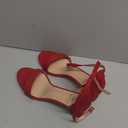 Women Open Toe Low Chunky Short Heels Ankle Strap Block Heel Sandals Party Dress Wedding Pump Shoes (9.5, Red)