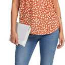 Vrtige Women's Floral Panel Short Sleeve Blouse Round Neck Casual Tops Summer Shirt with Pocket (XL)