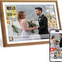 Frameo 10.1" Digital Picture Frame with 32GB Memory WiFi Electronic Photo Frame Wood HD Touch Screen AutoRotate Slideshow Wall Mountable Share Photos/Video Remotely Anywhere(Warm Wood)