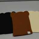 FURTALK Baby Beanie Winter Hat with Bear Ear for Infant Toddler Boys Girls Soft Knitted Skull Cap (6-36 Months, Black+beige+caramel)