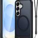 for Samsung Galaxy S25 Case with Screen Protector+Lanyard Wrist Strap,Magnetic Translucent Matte Rugged Slim Phone Cover Built in Invisible Kickstand [Fit for MagSafe],2025 Black