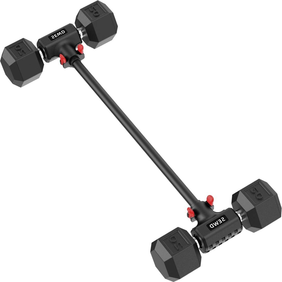 Dumbbell Converter by SEWD  Turn Dumbbells into Barbell Set  Adjustable Weights & Up to 220LB Capacity Barbell for Home Gym Full Body Workouts  Red