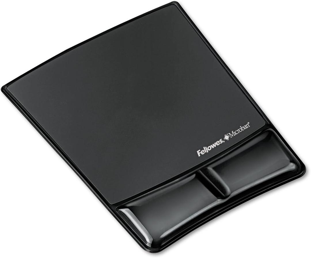 Fellowes MICROBAN Gel Mouse Pad Wrist Support - Black (9182301)