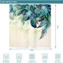 Riyidecor Teal Peacock Turquoise Feather Shower Curtain for Bathroom Decor 72Wx72H Inch Watercolor Green Leaf Bathtub Accessories for Women Girl Vintage Floral Panel Set Fabric Waterproof 12 Pack Hook