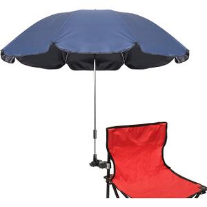 Chair Umbrella with Clamp,46 inches UPF 50+ Clip on Parasol for Patio,Beach Chairs,Strollers,Wheelchairs,Golf Carts