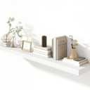 72 Inch White Floating Shelf | 12 Inch Deep Floating Shelves Set of 1 | 72" D x 12" D Rustic Wood Shelves for Wall | Deep White Shelves for Living Room Bathroom Laundry Room Kitchen