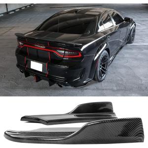 FREEMOTOR802 Rear Aprons Fits 2020-2023 Dodge Charger Scat Pack & SRT Hellcat Widebody, PP Rear Bumper Side Aprons Bumper Lip Diffuser Side Corner Spats, Carbon Fiber Print