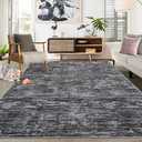Living Room Area Rug 9x12 Machine Washable Rug Non-Slip Stain Resistant Modern Abstract Bedroom Rug Contemporary Accent Floor Carpet for Dining Room Solid Area Rug for Home Office, Dark Grey